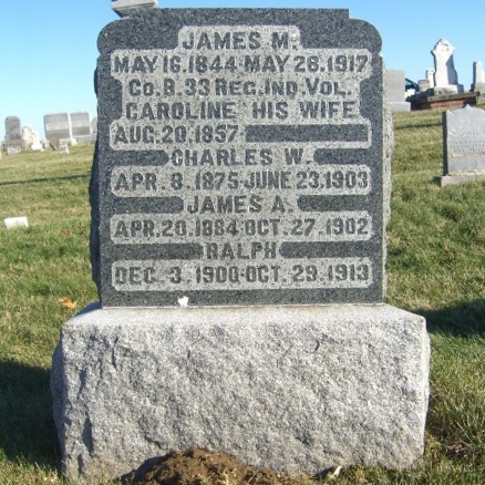 James M. Crawley's gravestone (front)
